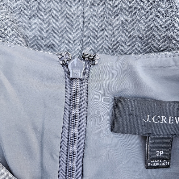 J. Crew gray wool blend herringbone sheath dress with grosgrain ribbon detail 2P - Picture 4 of 7